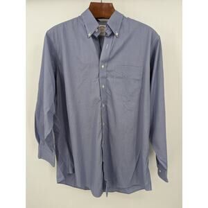Brooks Brothers Blue 100% Cotton Long Sleeve Button Down Shirt Men's Sz 16.5-33